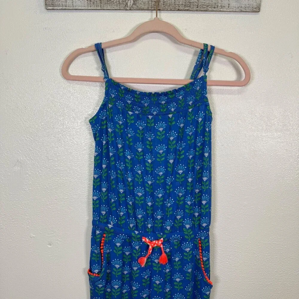 Mini Boden Girls Jersey Tassel Tie Jumpsuit in Morrocan Blue Size 11-12
